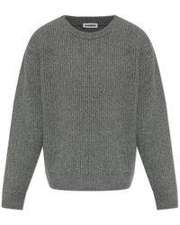 Jil Sander - Truien & Vesten ,Grijs ,Wol Wollen Trui Met Ronde Hals - Lyst