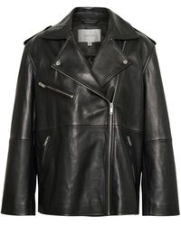 Gestuz - Schwarze Lederjacke Mit Schmeichelhafter Passform - Lyst