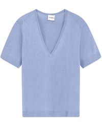 Closed - Rippstrick-Pullover Mit V-Ausschnitt Und Kurzen Ärmeln - Lyst