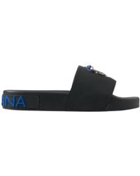 Dolce & Gabbana - Noir #dgfamily Flats Beachwear Slides Chaussures - Lyst