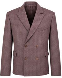 Costumein - Jassen ,Bruin ,Leer Double-Breasted Cropped Blazer - Lyst