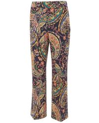 Etro - Broeken ,Veelkleurig ,Polyester Stretch Cady Bootcut Broek Met Bloemenpaisleymotief - Lyst