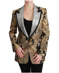 Dolce & Gabbana - Blazer giacca jacquard nero e oro - Lyst