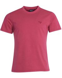 Barbour - Tops ,Roze ,Katoen Geverfd T-Shirt Met Borduursel - Lyst