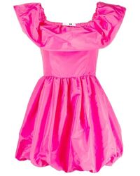 MSGM - Kleedjes ,Roze ,Leer Ruffled Bubble Mini Jurk - Lyst