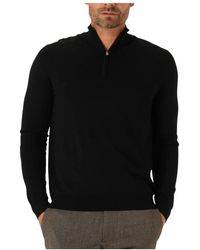 Profuomo - Truien & Vesten ,Zwart ,Wol Pullover Half Zip Merino - Lyst