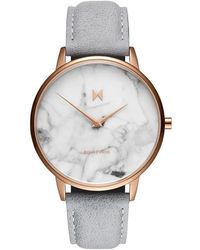 MVMT - Accessoires ,Veelkleurig ,Leer Boulevard Horloge Met Grijze Leren Band - Lyst