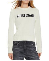 Guess - Truien & Vesten ,Wit ,Katoen Logo Sweater - Lyst