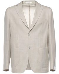 Eleventy - Jassen ,Leer Single-Breasted Getailleerde Blazer - Lyst