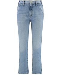 Agolde - High-Rise Straight Leg Jeans, Contrasterende Stiksels - Lyst