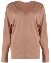 Malo - Truien & Vesten ,Kasjmier V-Hals Kasjmier Zijden Pullover - Lyst