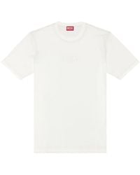DIESEL - T-shirt in cotone mercerizzato con stampa logo - Lyst