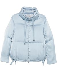 Herno - Jassen ,Blauw ,Leer Satin Finish Padded Jacket - Lyst