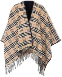 Burberry - Reversible Check Wool Cape - Lyst
