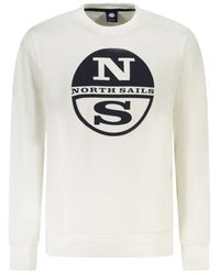 North Sails - Weißer Baumwoll-Sweatshirt Mit Print-Logo - Lyst