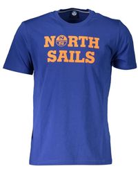 North Sails - Tops ,Blauw ,Blauw T-Shirt Met Korte Mouwen En Logo - Lyst