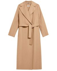 Max Mara - Lange Wollen Jas Met Ceintuur - Lyst