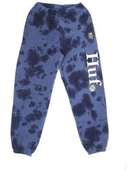 Huf - Broeken ,Blauw ,Katoen Bloemen Fleece Trainingsbroeken Blauw - Lyst