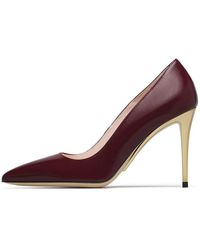 Loriblu - Schoenen ,Rood ,Leer Glanzende Leren Pump Met Sculptuurhak - Lyst