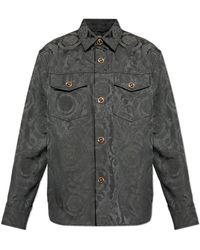 Versace - Jassen ,Grijs ,Katoen Barocco Jacquard Overshirt - Lyst