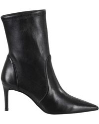Stuart Weitzman - Schwarzer Leder Power Bootie Stiefel - Lyst