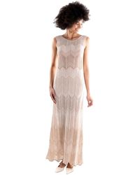 Akep - Lange Gebreide Jurk Met Zig-Zag Lurex - Lyst