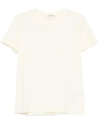 Moncler - Tops ,Wit ,Katoen T-Shirt Van Katoen Met Geborduurd Logo - Lyst