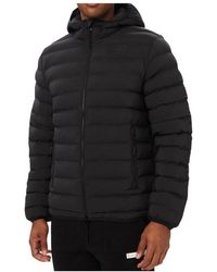 EA7 - Jassen ,Zwart ,Polyester Gewatteerd Jack Met Rits En Capuchon - Lyst