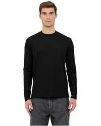 Mazzarelli - Luxe Stretch Katoenen T-Shirt Met Lange Mouwen - Lyst
