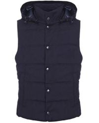 Montecore - Jassen ,Blauw ,Wol Gewatteerde Gilet Met Afneembare Capuchon - Lyst