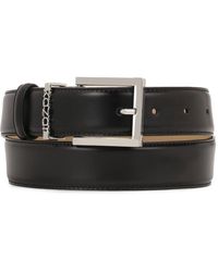 Kazar - Accessoires ,Zwart ,Leer Zwarte Riem Met Metalen Lus Met Logo - Lyst