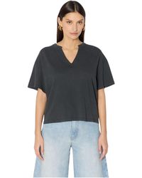 Berenice - Tops ,Veelkleurig ,Katoen Temilio T-Shirt Grijs Met Tunesische Kraag En Strass Vleugels - Lyst