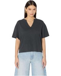 Berenice - Tops ,Veelkleurig ,Katoen Temilio T-Shirt Grijs Met Tunesische Kraag En Strass Vleugels - Lyst