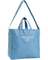 Twin Set - Blaue canvas shopper tasche - Lyst