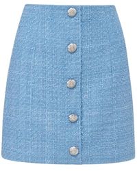 Veronica Beard - Blaue tweed bleistiftrock mit crest-knöpfen - Lyst