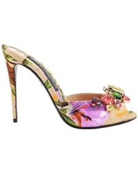 Dolce & Gabbana - Sandali in tessuto floreale con dettaglio in strass - Lyst