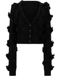 Philipp Plein - Truien & Vesten ,Zwart ,Wol Cardigan Kort Roses - Lyst