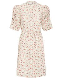 Ichi - Kleedjes ,Veelkleurig ,Zalmroze Bloemen Stijlvolle Jurk - Lyst