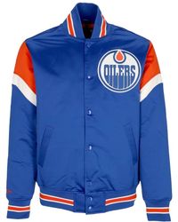 Mitchell & Ness - Jassen ,Blauw ,Polyester Edmonton Oilers Bomberjack Nhl Team - Lyst
