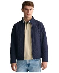 GANT - Jassen ,Blauw ,Polyester Gewatteerde Windbreaker - Lyst