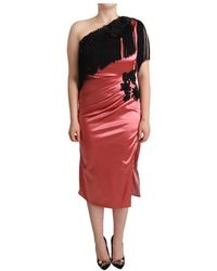 Dolce & Gabbana - Rosa seiden quasten fransen maxi kleid - Lyst