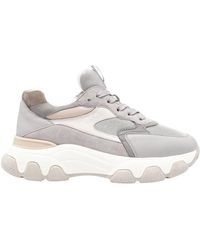 Hogan - Schoenen ,Grijs ,Suède Grijze Suède Sneakers Met Chunky Zool - Lyst