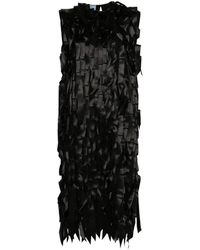 Prada - Vestido Midi Negro Con Detalle De Lazo, Mujer, Talla - Lyst