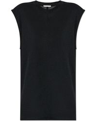 Ami Paris - Tops ,Zwart ,Jersey Mouwloze Fitted Top - Lyst