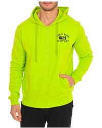 North Sails - Hoodies & Sweatvesten ,Groen ,Katoen Hoodie Met Ritssluiting En Geribbelde Zoom - Lyst