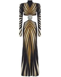 Roberto Cavalli - Kleedjes ,Veelkleurig ,Gouden Ray Cut-Out Gebreide Jurk - Lyst