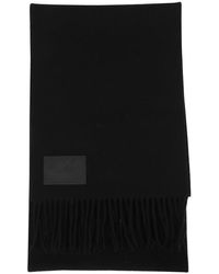 Hogan - Accessoires ,Zwart ,Grijze Sjaal Met Franje En Logo - Lyst