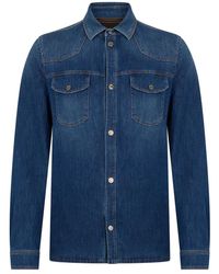 Moorer - Overhemden ,Blauw ,Denim Byron Denim Shirt - Lyst