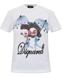 DSquared² - T-Shirt Met Print En Glinsterende Applicaties - Lyst