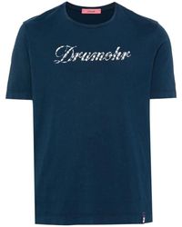 Drumohr - Blau bedrucktes t-shirt,bianco print t-shirt für männer - Lyst